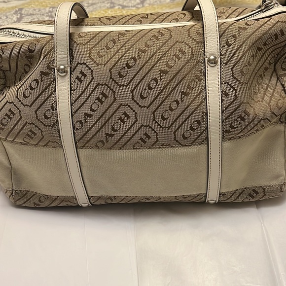 Coach purse - Tan, brown and cream satchel style coach F-1225 - Picture 2 of 16
